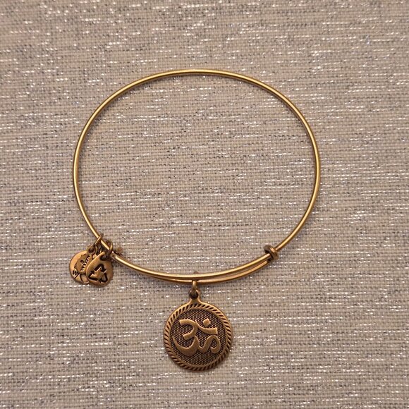 Alex and Ani Om Sign Gold Tone Charm Bracelet - Picture 1 of 2